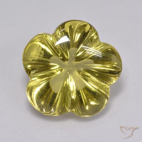 6.81ct 天然 ライトイエロー 石英, フラワーカット, 透明