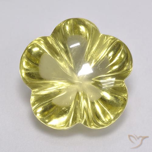 8.37ct 天然 薄いパイナップルイエロー 石英, フラワーカット, 透明
