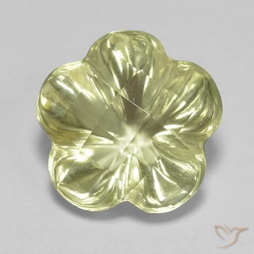 3.42ct 天然 ライトイエロー 石英, フラワーカット, 透明