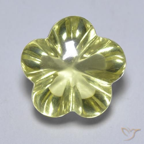4.69ct 天然 イエローグリーン 石英, フラワーカット, 透明
