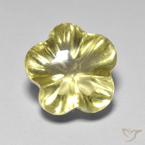 4.40ct 天然 薄いゴールデンイエロー 石英, フラワーカット, 透明