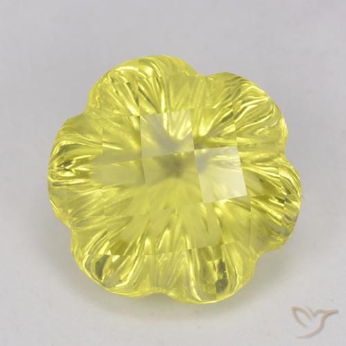 3.29ct 天然 ライトイエロー 石英, フラワーカット, 透明