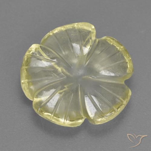4.49ct 天然 ミディアム薄いイエロー 石英, フラワーカット, 透明