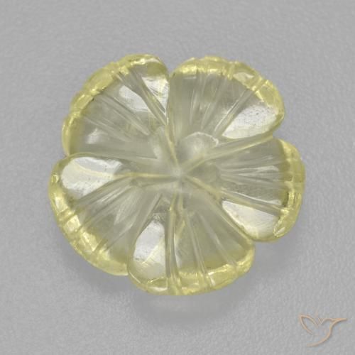 4.25ct 天然 レモンイエロー 石英, フラワーカット, 透明