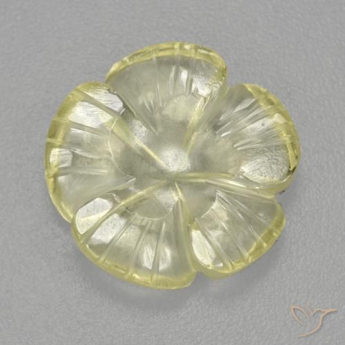 4.48ct 天然 ミディアム薄いイエロー 石英, フラワーカット, 透明