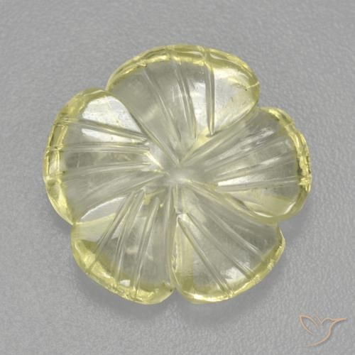 4.61ct 天然 レモンイエロー 石英, フラワーカット, 透明