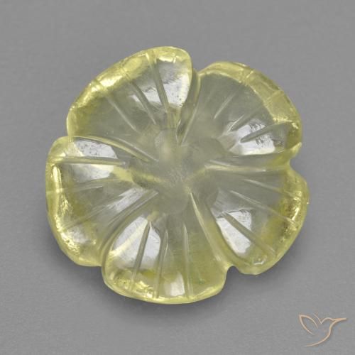 4.69ct 天然 レモンイエロー 石英, フラワーカット, 透明