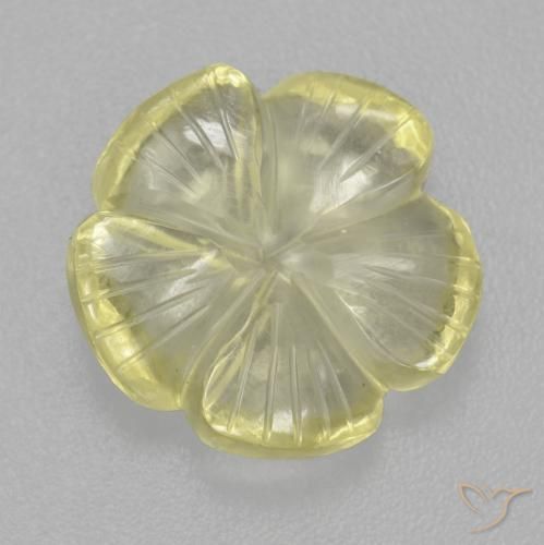5.36ct 天然 ライトイエロー 石英, フラワーカット, 透明