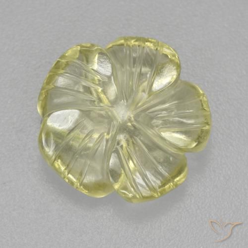4.84ct 天然 ミディアム薄いイエロー 石英, フラワーカット, 透明