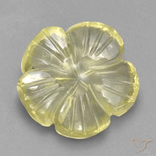 4.47ct 天然 ラグナイエロー 石英, フラワーカット, 透明