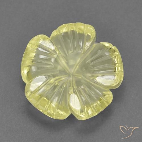 4.58ct 天然 ミディアムイエロー 石英, フラワーカット, 透明