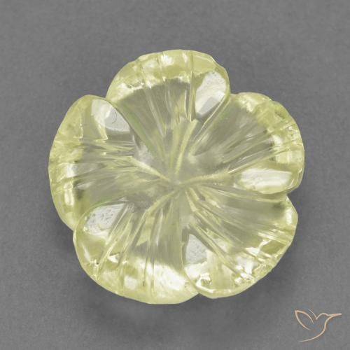 4.66ct 天然 ライトイエロー 石英, フラワーカット, 透明, Photo A