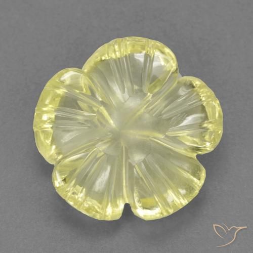 4.02ct 天然 ミディアムイエロー 石英, フラワーカット, 透明