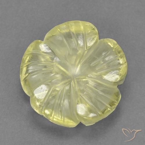 4.40ct 天然 ミディアムイエロー 石英, フラワーカット, 透明