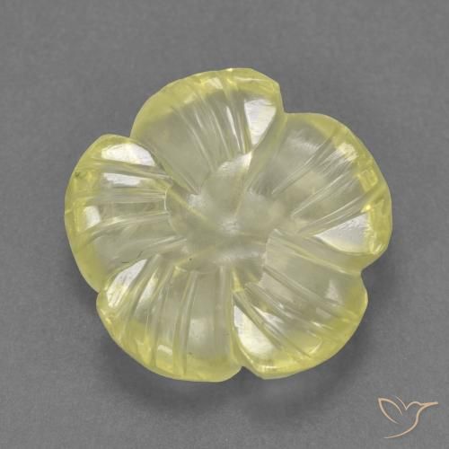 4.30ct 天然 ミディアム薄いイエロー 石英, フラワーカット, 透明