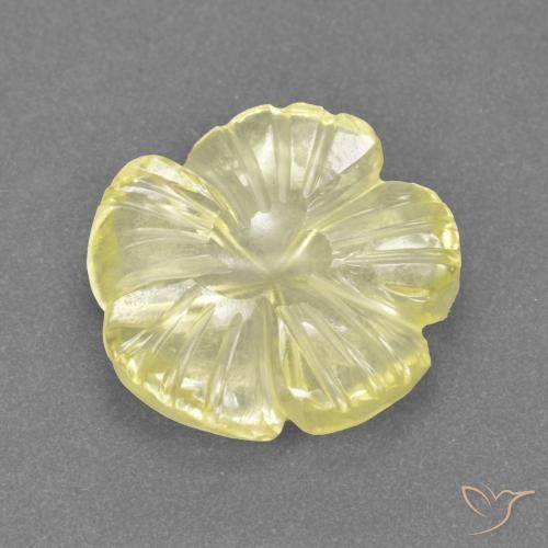 3.42ct 天然 薄いイエロー 石英, フラワーカット, 透明