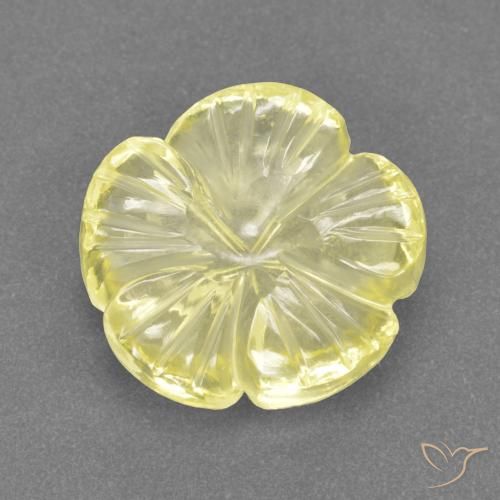 4.16ct 天然 ミディアム薄いイエロー 石英, フラワーカット, 透明