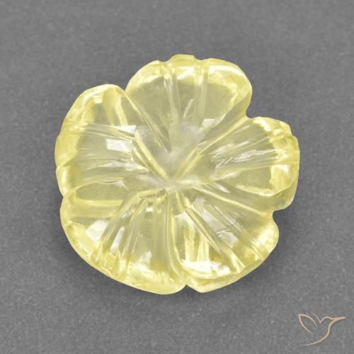 3.52ct 天然 薄いイエロー 石英, フラワーカット, 透明