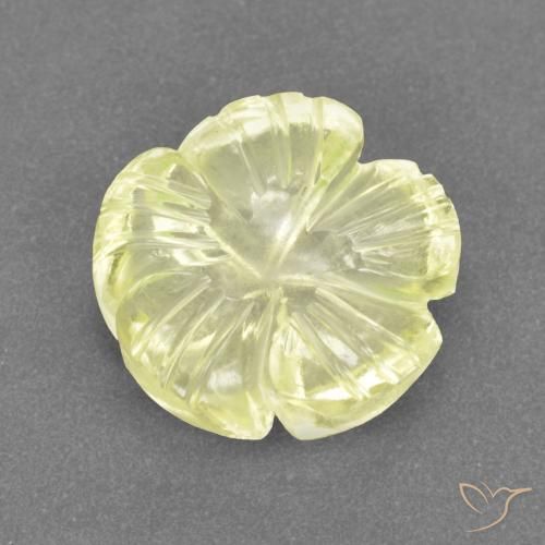3.16ct 天然 薄いイエロー 石英, フラワーカット, 透明
