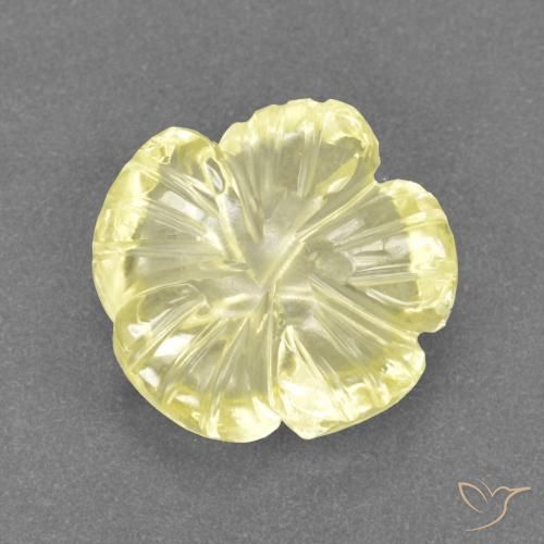 3.11ct 天然 ラグナイエロー 石英, フラワーカット, 透明