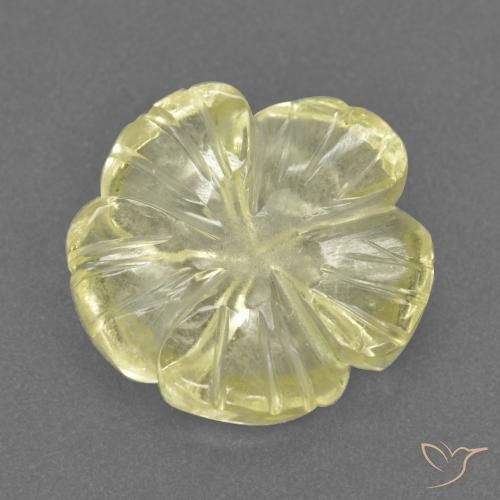 2.52ct 天然 ミディアム薄いイエロー 石英, フラワーカット, 透明