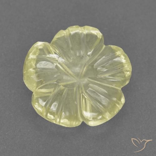 3.22ct 天然 ミディアム薄いイエロー 石英, フラワーカット, 透明