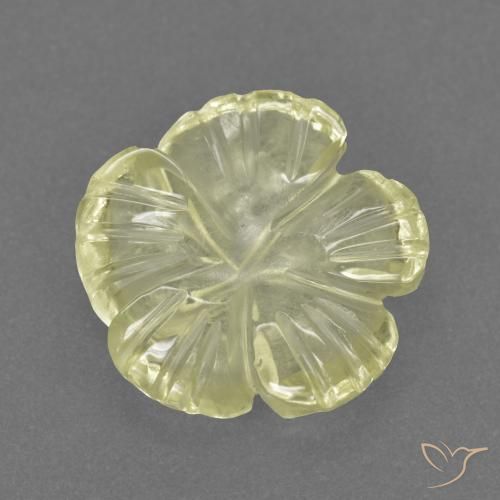 2.26ct 天然 ミディアム薄いイエロー 石英, フラワーカット, 透明