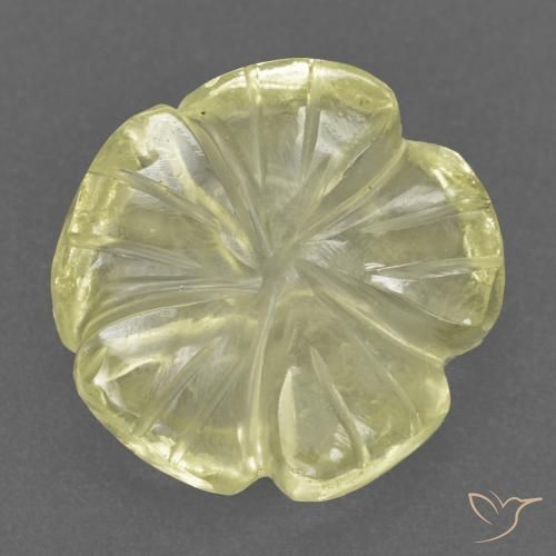 3.48ct 天然 レモンイエロー 石英, フラワーカット, 透明