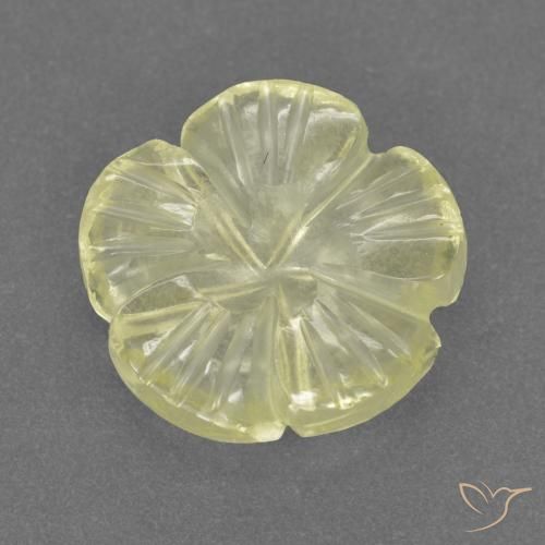 2.46ct 天然 レモンイエロー 石英, フラワーカット, 透明