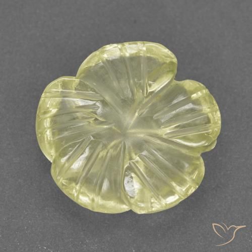 3.72ct 天然 ミディアム薄いイエロー 石英, フラワーカット, 透明