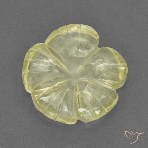 3.08ct 天然 ミディアム薄いイエロー 石英, フラワーカット, 透明