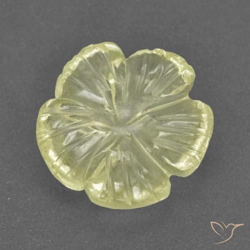 3.31ct 天然 ミディアム薄いイエロー 石英, フラワーカット, 透明