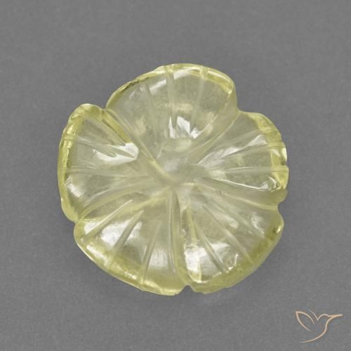 3.89ct 天然 レモンイエロー 石英, フラワーカット, 透明