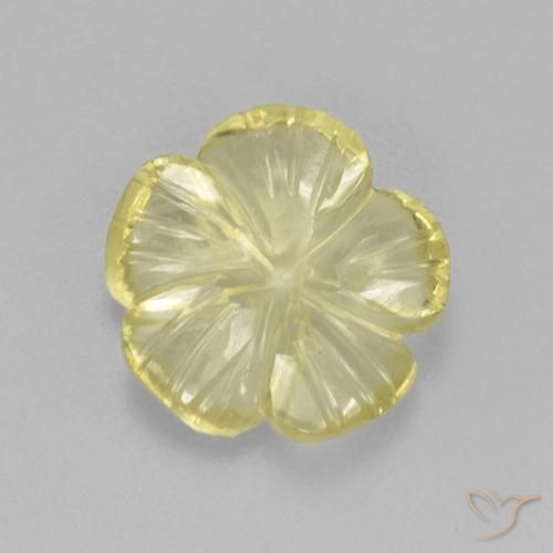 2.87ct 天然 ライトイエロー 石英, フラワーカット, 透明