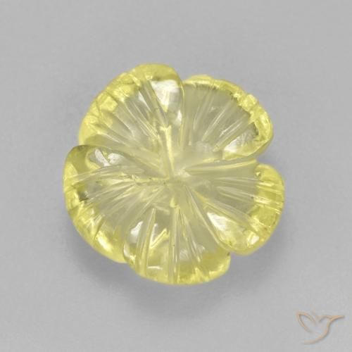 3.83ct 天然 ライトイエロー 石英, フラワーカット, 透明