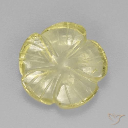3.83ct 天然 薄いパイナップルイエロー 石英, フラワーカット, 透明, Photo A