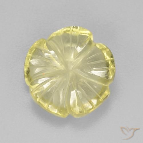4.26ct 天然 薄いパイナップルイエロー 石英, フラワーカット, 透明