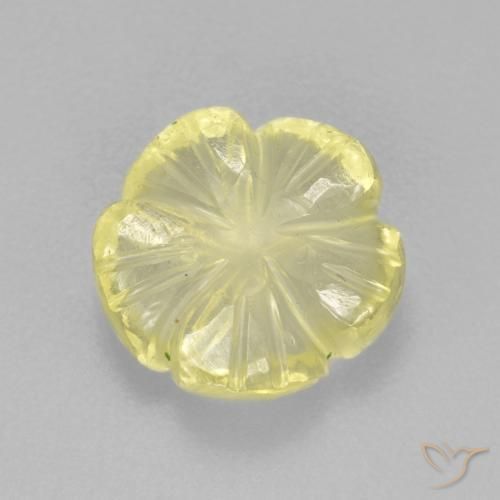 2.85ct 天然 ライトイエロー 石英, フラワーカット, 透明