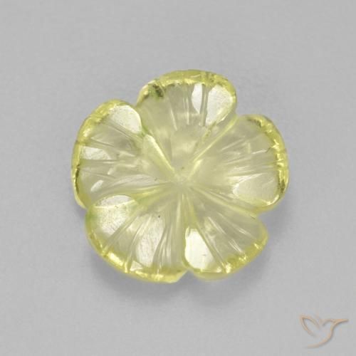 2.62ct 天然 薄いパイナップルイエロー 石英, フラワーカット, 透明
