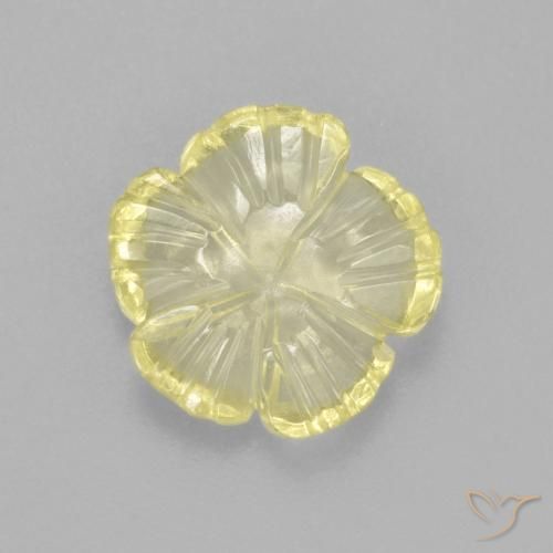 1.85ct 天然 ライトイエロー 石英, フラワーカット, 透明