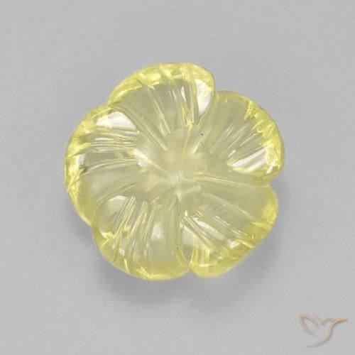 3.36ct 天然 ライトイエロー 石英, フラワーカット, 透明