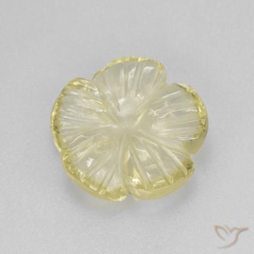 3.12ct 天然 薄いイエロー 石英, フラワーカット, 透明