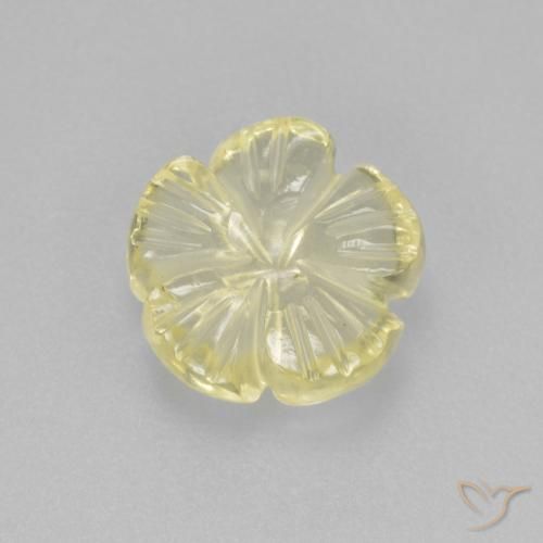2.14ct 天然 ライトイエロー 石英, フラワーカット, 透明