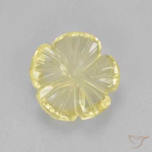 2.47ct 天然 ライトイエロー 石英, フラワーカット, 透明