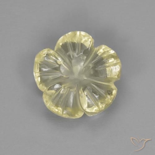 1.98ct 天然 薄いラグナイエロー 石英, フラワーカット, 透明