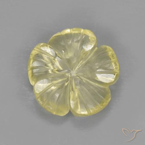 2.59ct 天然 薄いイエロー 石英, フラワーカット, 透明