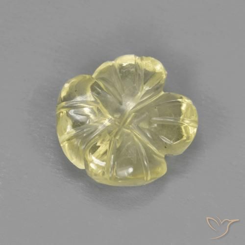 2.04ct 天然 薄いラグナイエロー 石英, フラワーカット, 透明