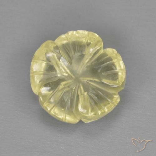 2.79ct 天然 ミディアム薄いイエロー 石英, フラワーカット, 透明