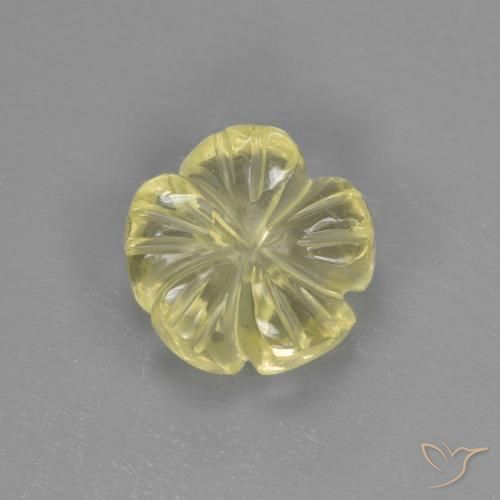 1.72ct 天然 ミディアム薄いイエロー 石英, フラワーカット, 透明