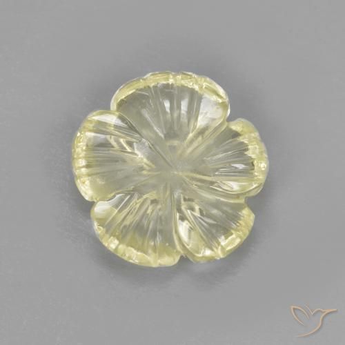 1.64ct 天然 薄いイエロー 石英, フラワーカット, 透明